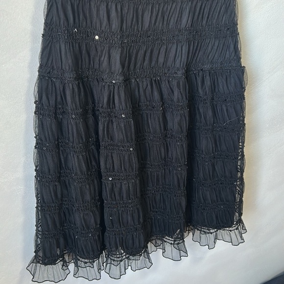 Nine West vintage y2k dress ruched mesh ruffle tiered sequins off the shoulder - Picture 10 of 10